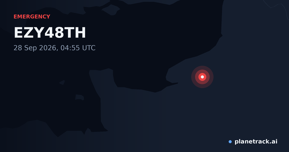 Map of where EZY48TH's emergency: squawk 7700 happened