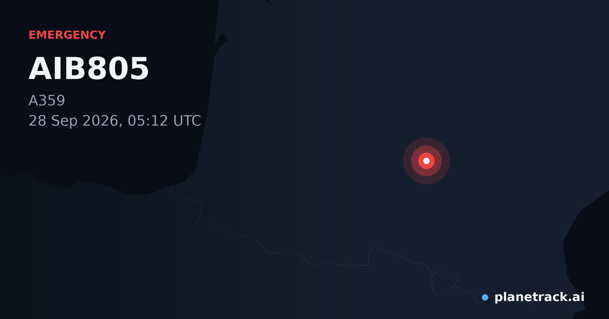 Map of where AIB805's emergency: squawk 7600 happened