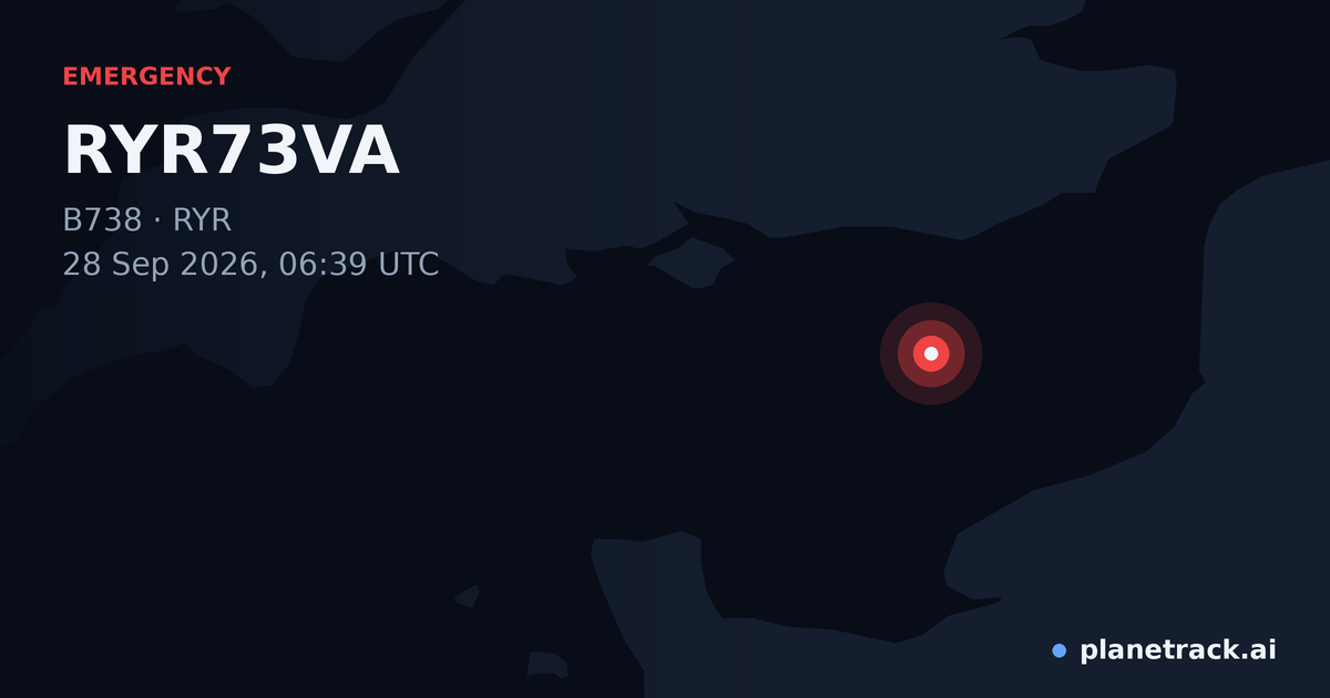 Map of where RYR73VA's emergency: squawk 7700 happened