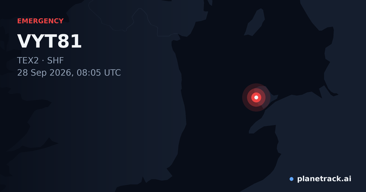 Map of where VYT81's emergency: squawk 7700 happened