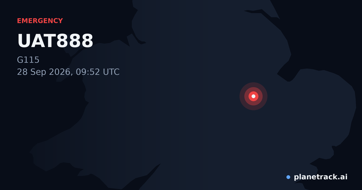 Map of where UAT888's emergency: squawk 7700 happened