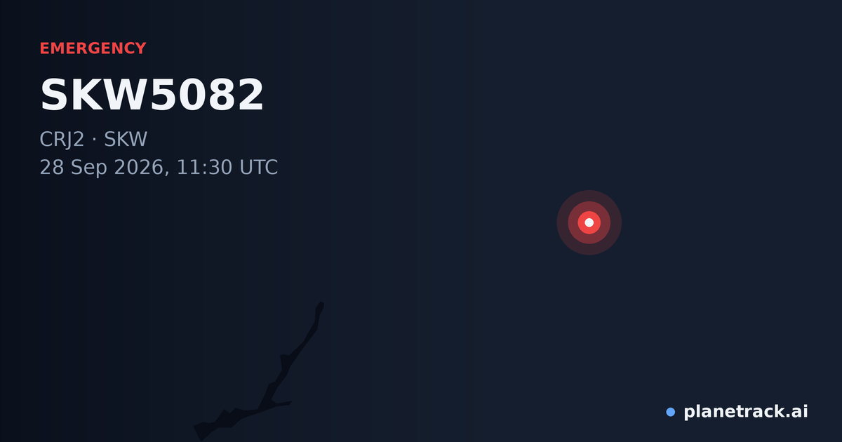 Map of where SKW5082's emergency: squawk 7500 happened