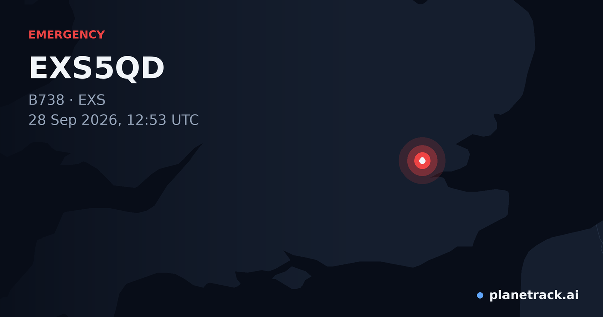 Map of where EXS5QD's emergency: squawk 7700 happened