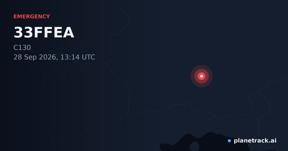 Map of where 33FFEA's emergency: squawk 7700 happened