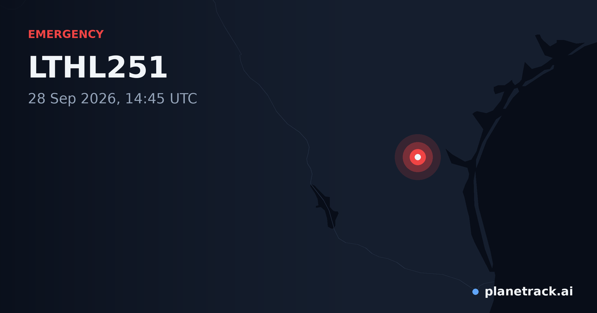 Map of where LTHL251's emergency: squawk 7700 happened