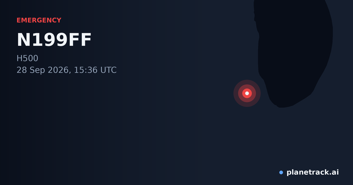 Map of where N199FF's emergency: squawk 7500 happened