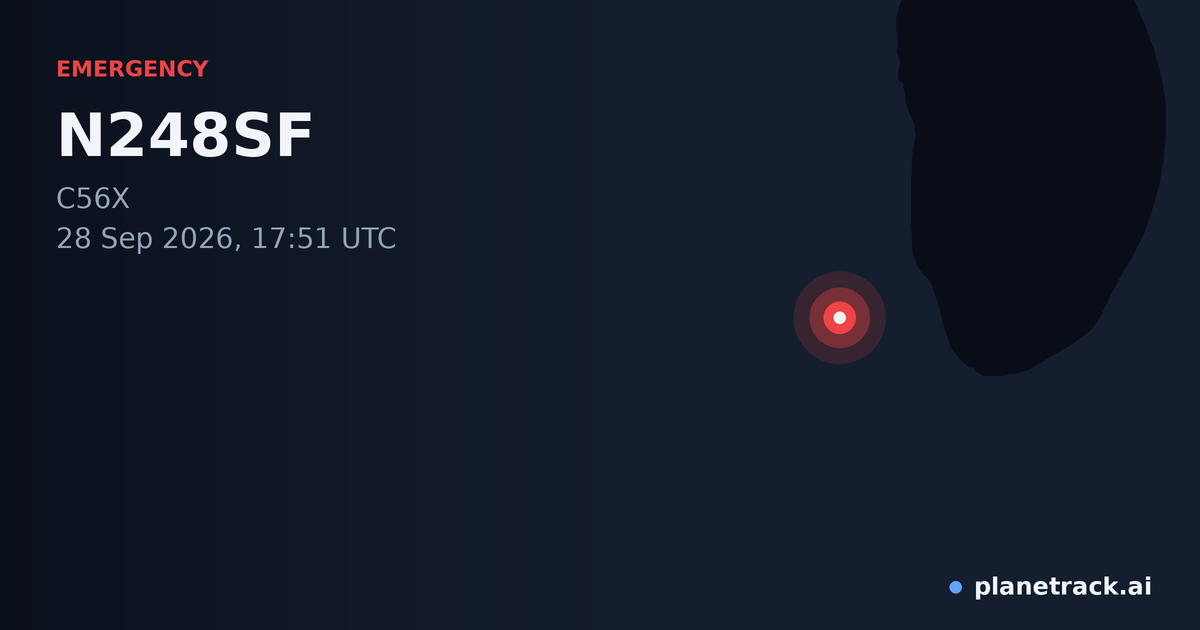 Map of where N248SF's emergency: squawk 7700 happened
