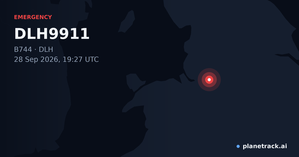 Map of where DLH9911's emergency: squawk 7700 happened