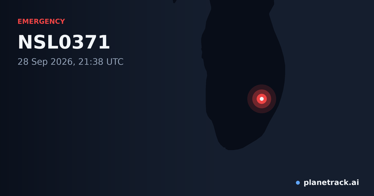 Map of where NSL0371's emergency: squawk 7600 happened
