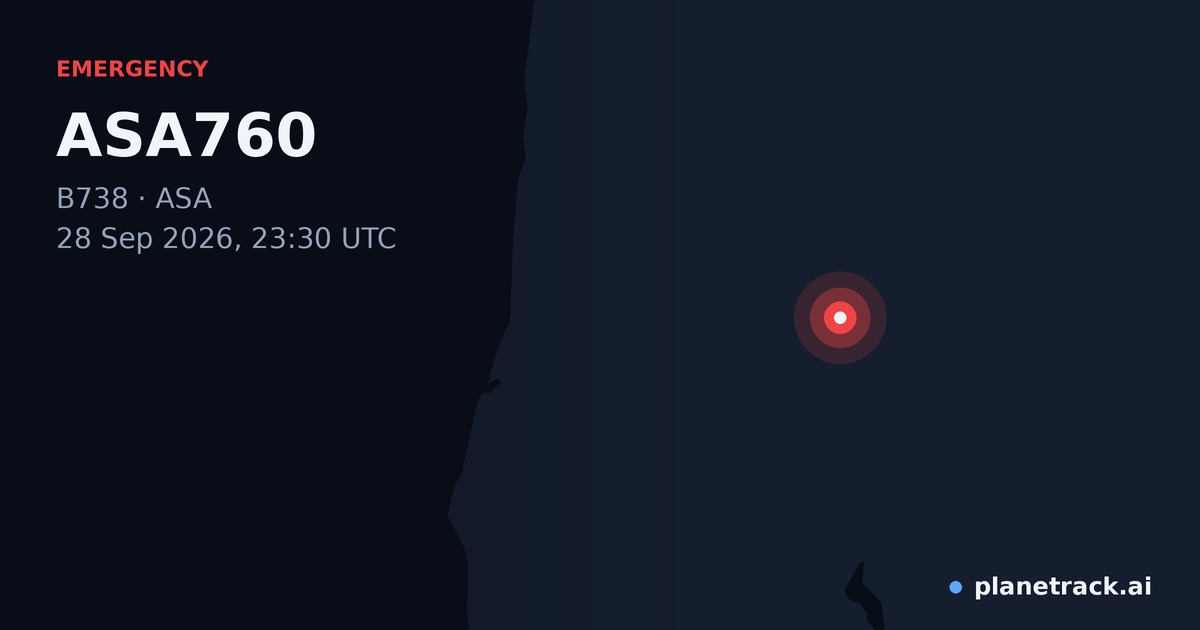 Map of where ASA760's emergency: squawk 7500 happened