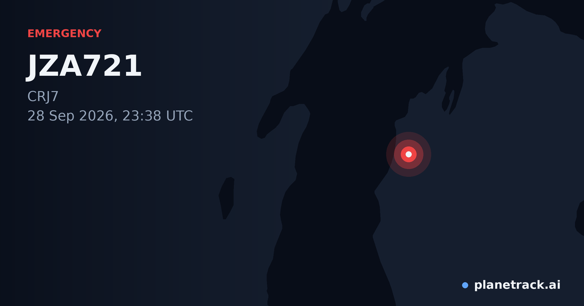 Map of where JZA721's emergency: squawk 7700 happened