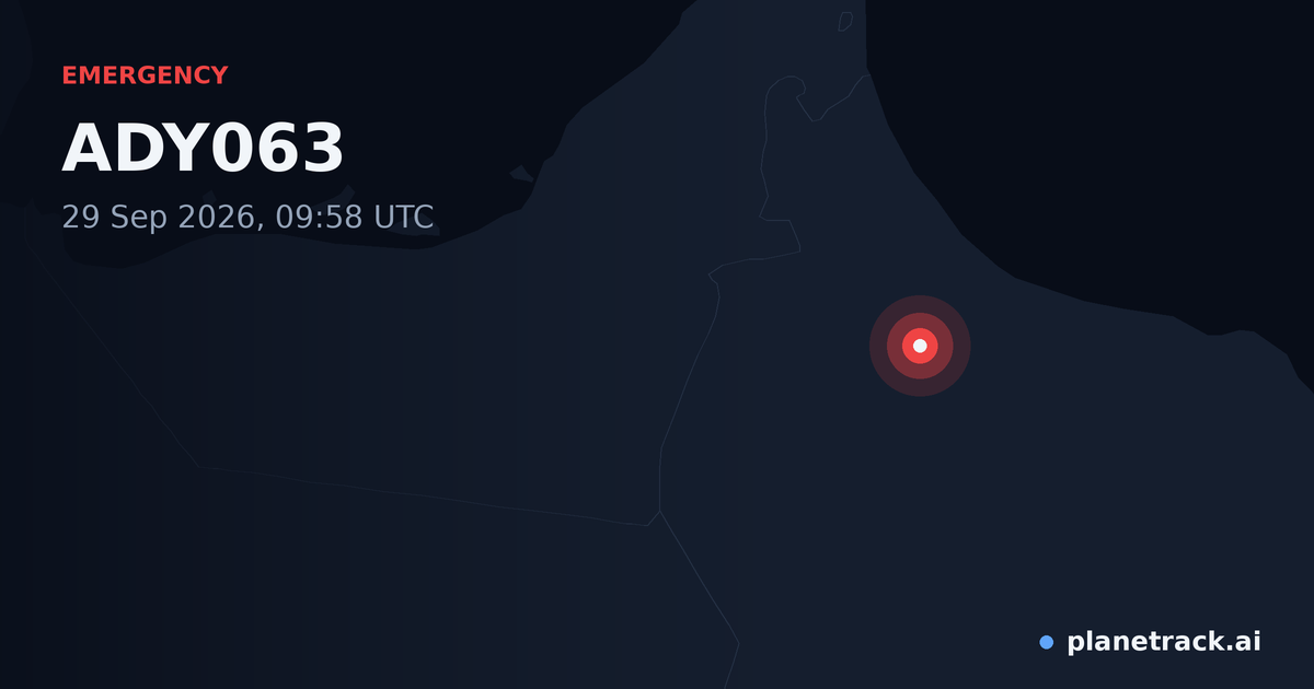 Map of where ADY063's emergency: squawk 7500 happened