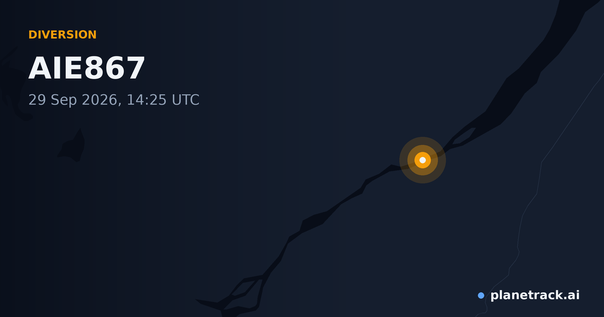 Map of where AIE867's diversion happened