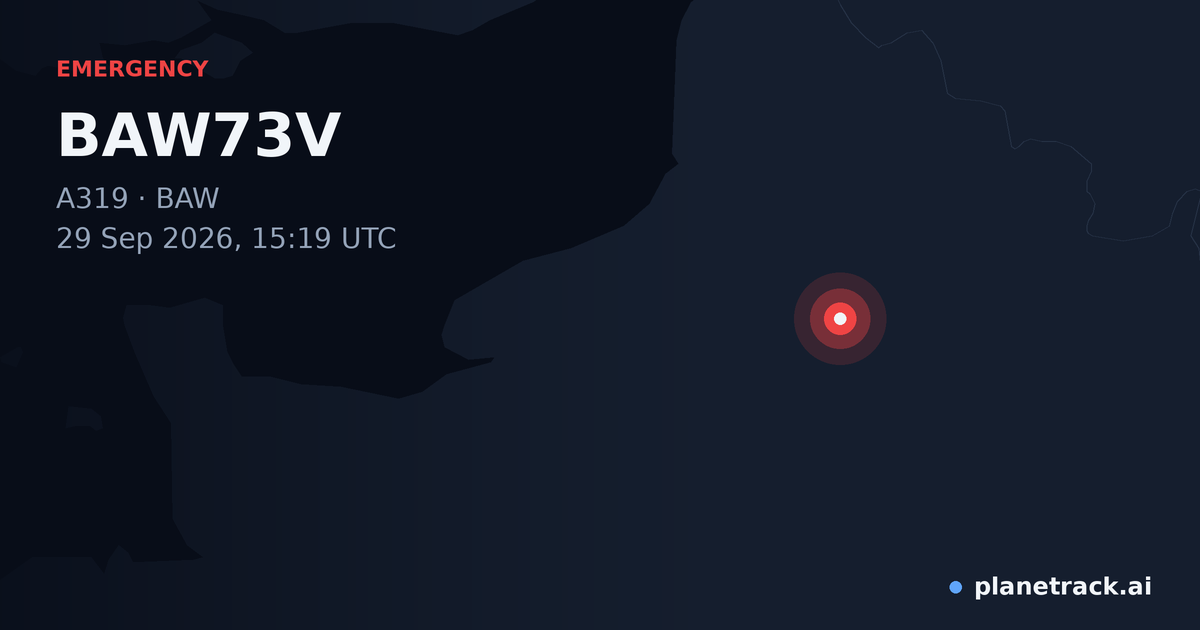 Map of where BAW73V's emergency: squawk 7600 happened
