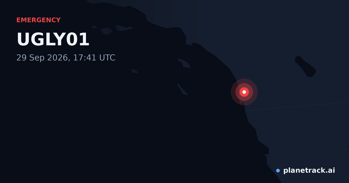 Map of where UGLY01's emergency: squawk 7700 happened