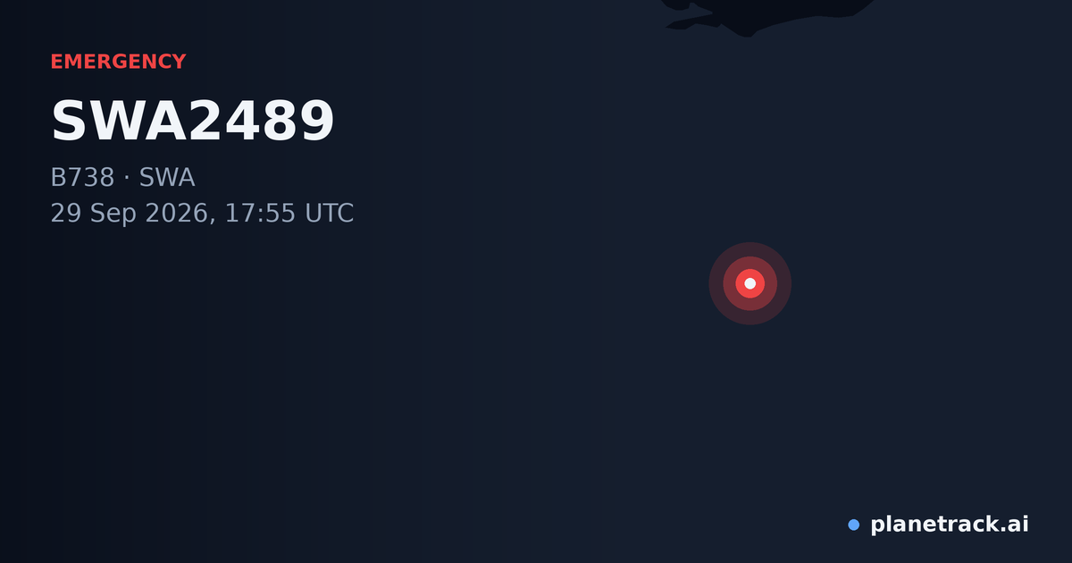 Map of where SWA2489's emergency: squawk 7700 happened