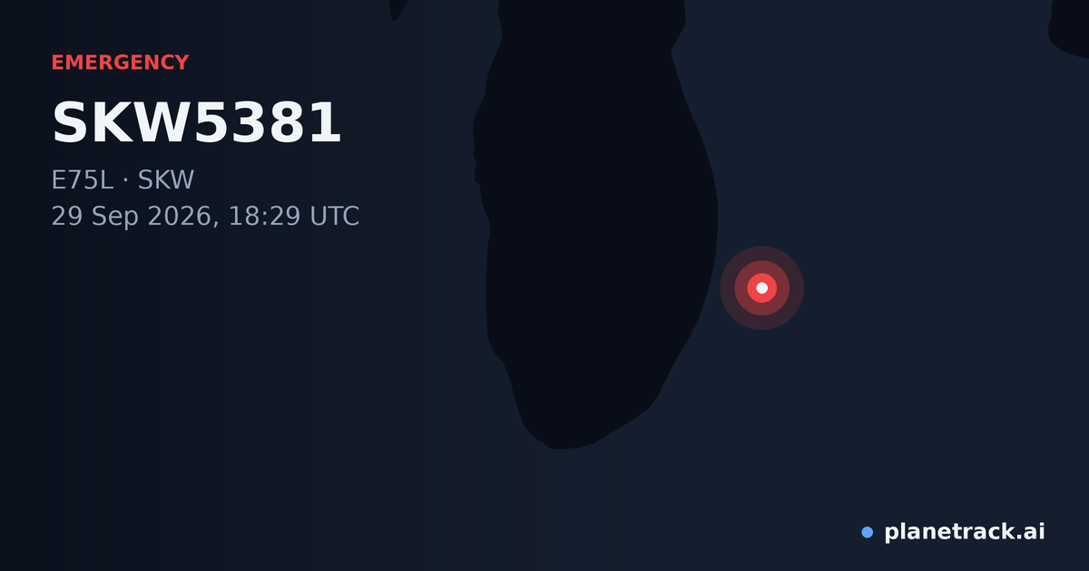 Map of where SKW5381's emergency: squawk 7600 happened