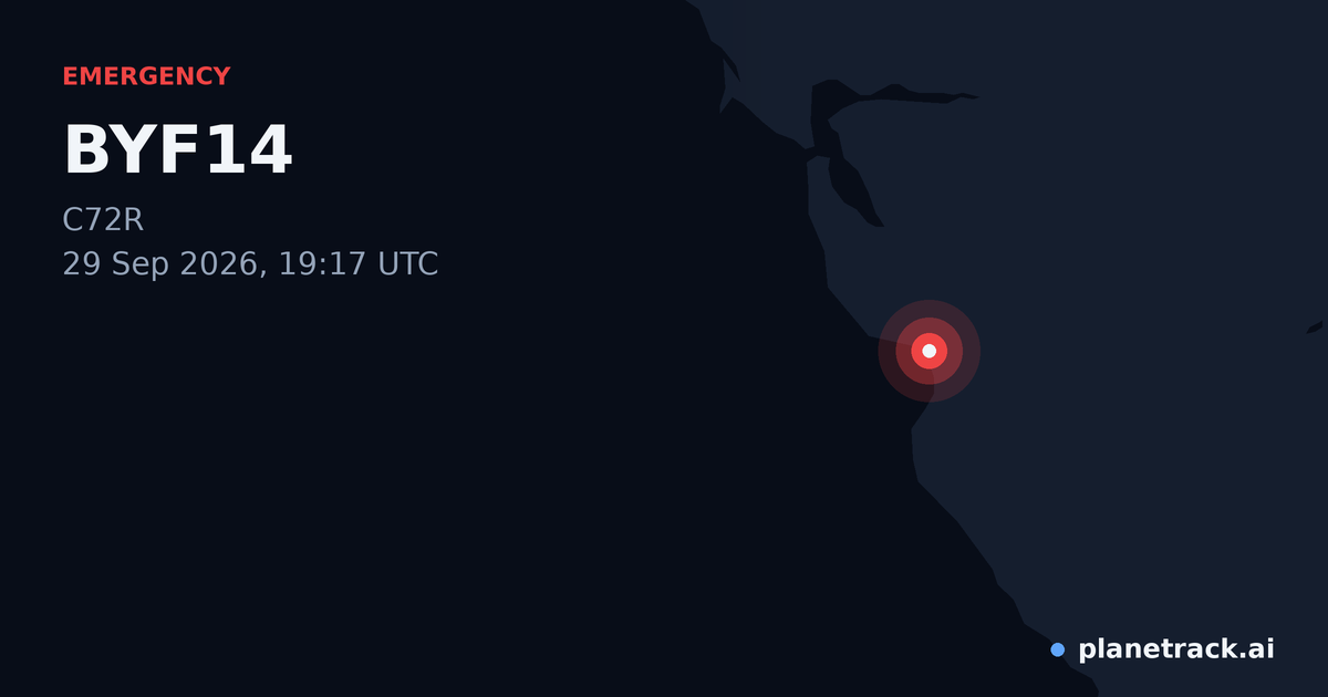 Map of where BYF14's emergency: squawk 7700 happened