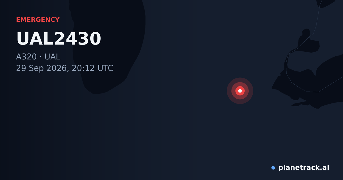 Map of where UAL2430's emergency: squawk 7700 happened