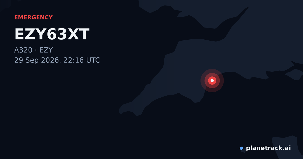 Map of where EZY63XT's emergency: squawk 7600 happened