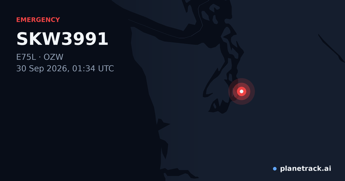 Map of where SKW3991's emergency: squawk 7500 happened