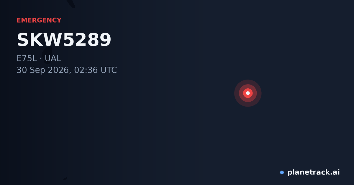 Map of where SKW5289's emergency: squawk 7700 happened