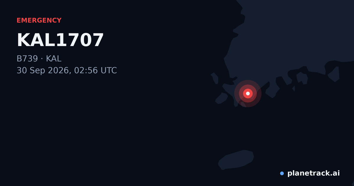 Map of where KAL1707's emergency: squawk 7500 happened