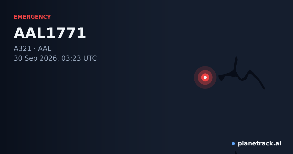 Map of where AAL1771's emergency: squawk 7600 happened
