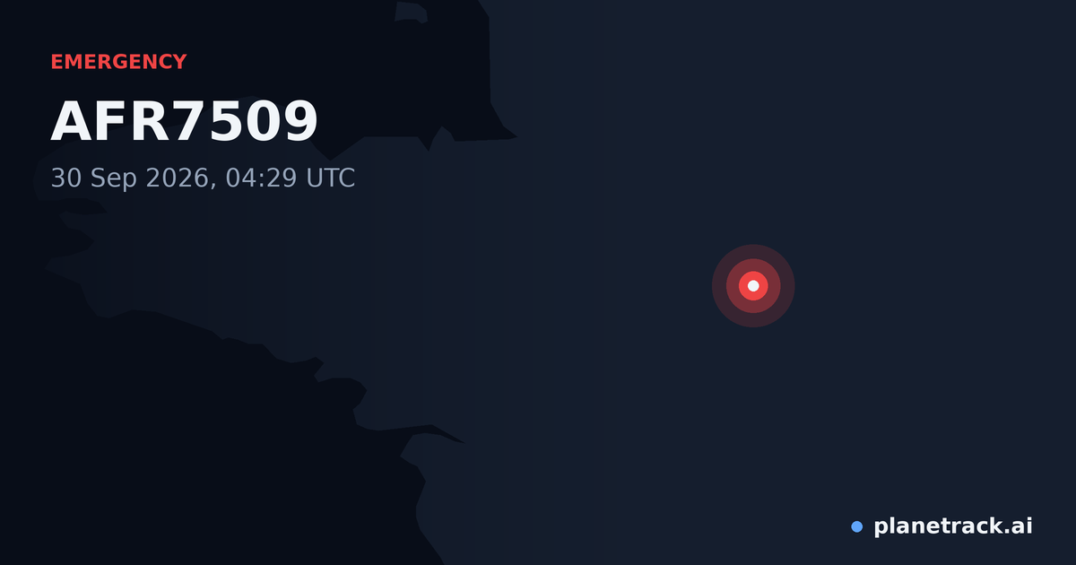 Map of where AFR7509's emergency: squawk 7500 happened