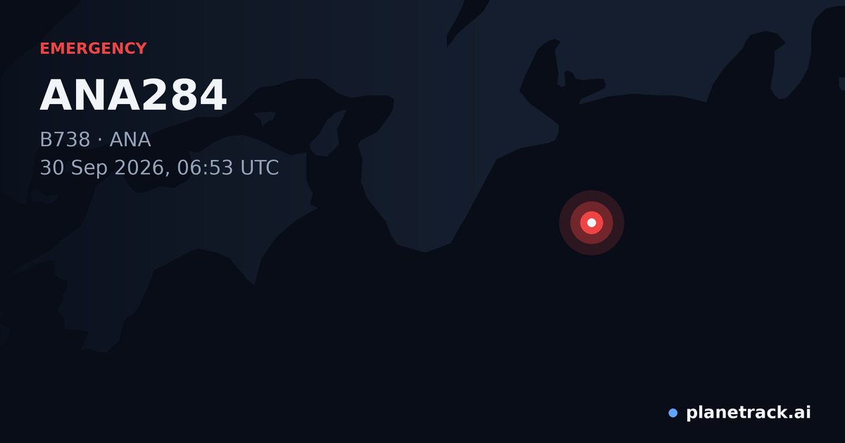 Map of where ANA284's emergency: squawk 7500 happened