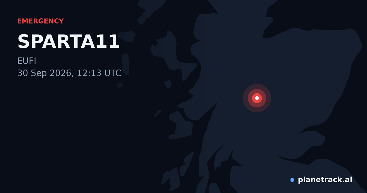 Map of where SPARTA11's emergency: squawk 7700 happened
