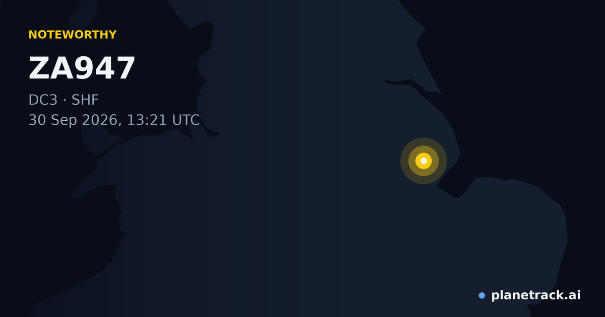 Map of where ZA947's special aircraft happened