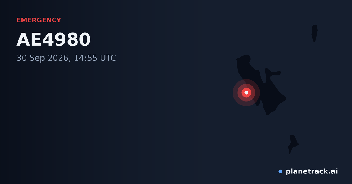Map of where AE4980's emergency: squawk 7700 happened