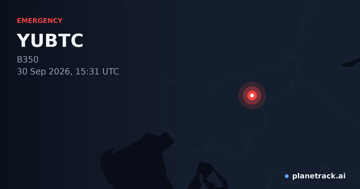 Map of where YUBTC's emergency: squawk 7700 happened