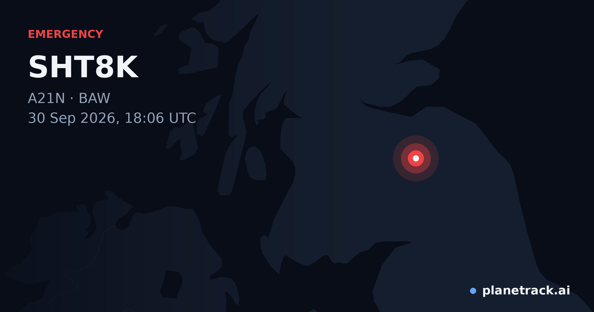 Map of where SHT8K's emergency: squawk 7700 happened