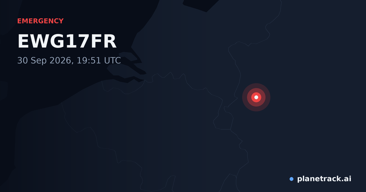 Map of where EWG17FR's emergency: squawk 7500 happened