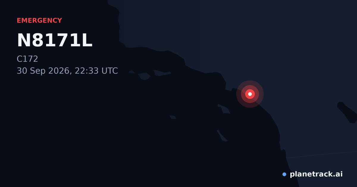 Map of where N8171L's emergency: squawk 7700 happened