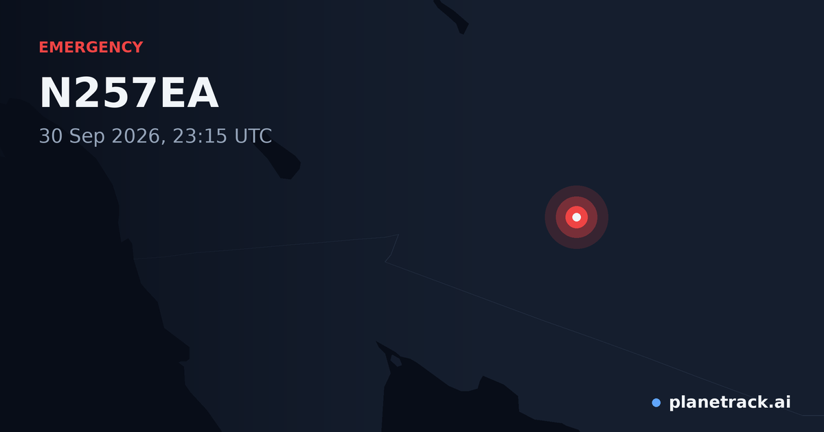 Map of where N257EA's emergency: squawk 7600 happened