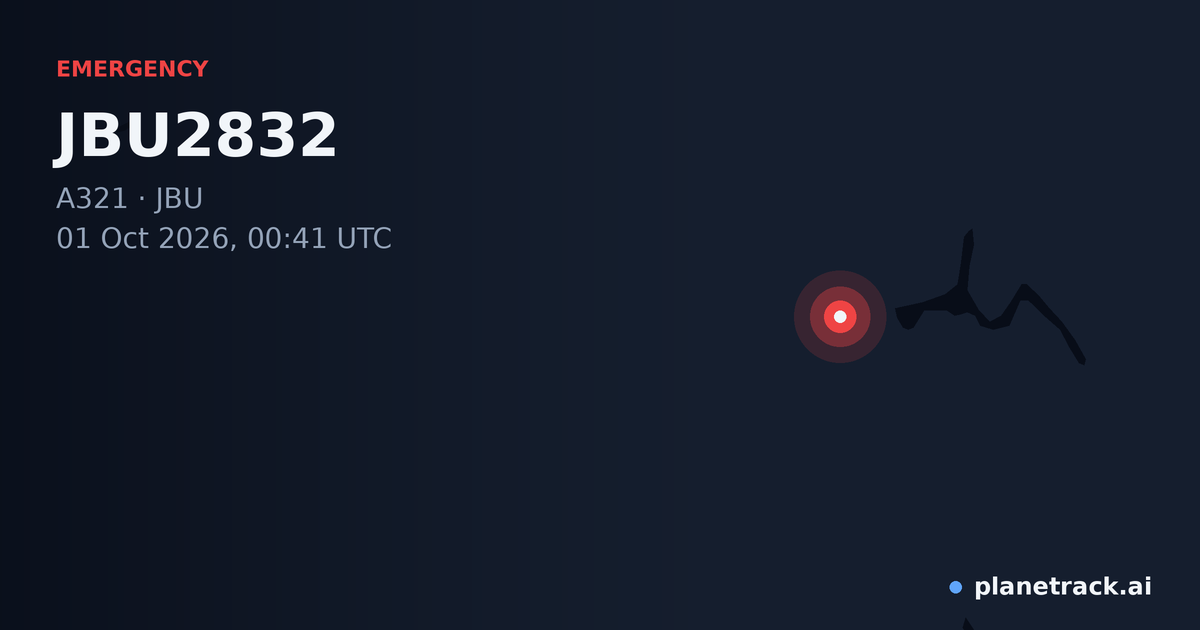 Map of where JBU2832's emergency: squawk 7700 happened