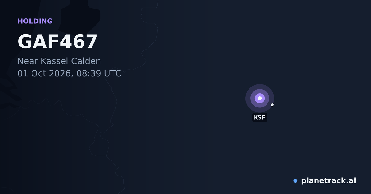 Map of where GAF467's holding pattern happened