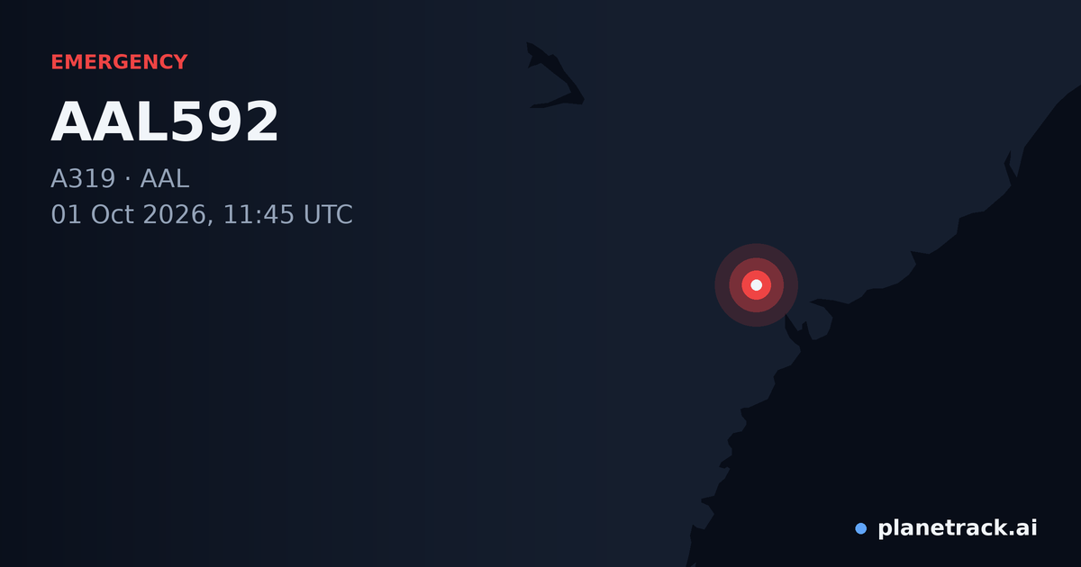 Map of where AAL592's emergency: squawk 7500 happened
