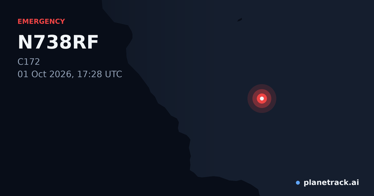 Map of where N738RF's emergency: squawk 7600 happened