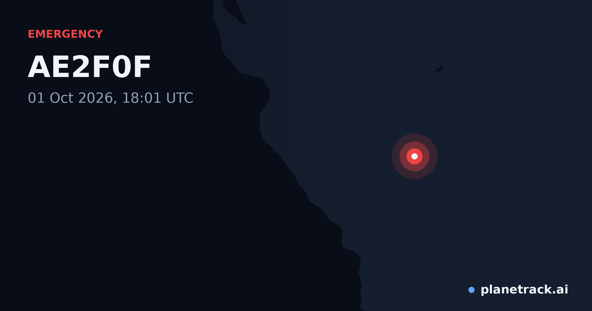 Map of where AE2F0F's emergency: squawk 7700 happened