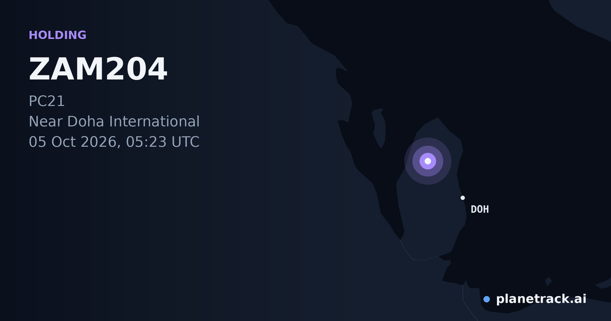 Map of where ZAM204's holding pattern happened
