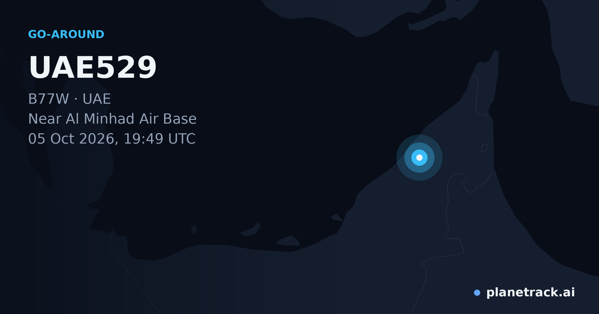 Map of where UAE529's go-around happened