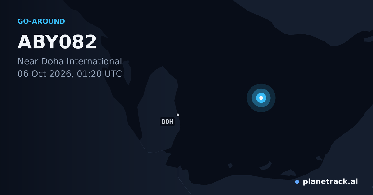 Map of where ABY082's go-around happened