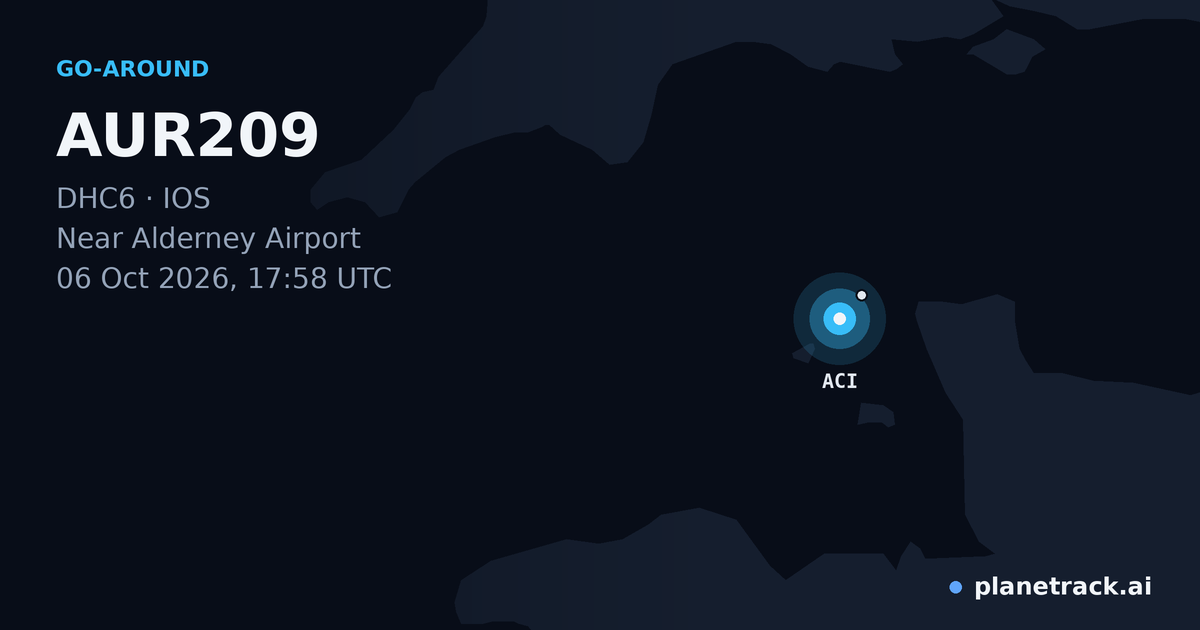 Map of where AUR209's go-around happened
