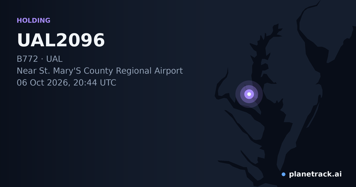 Map of where UAL2096's holding pattern happened