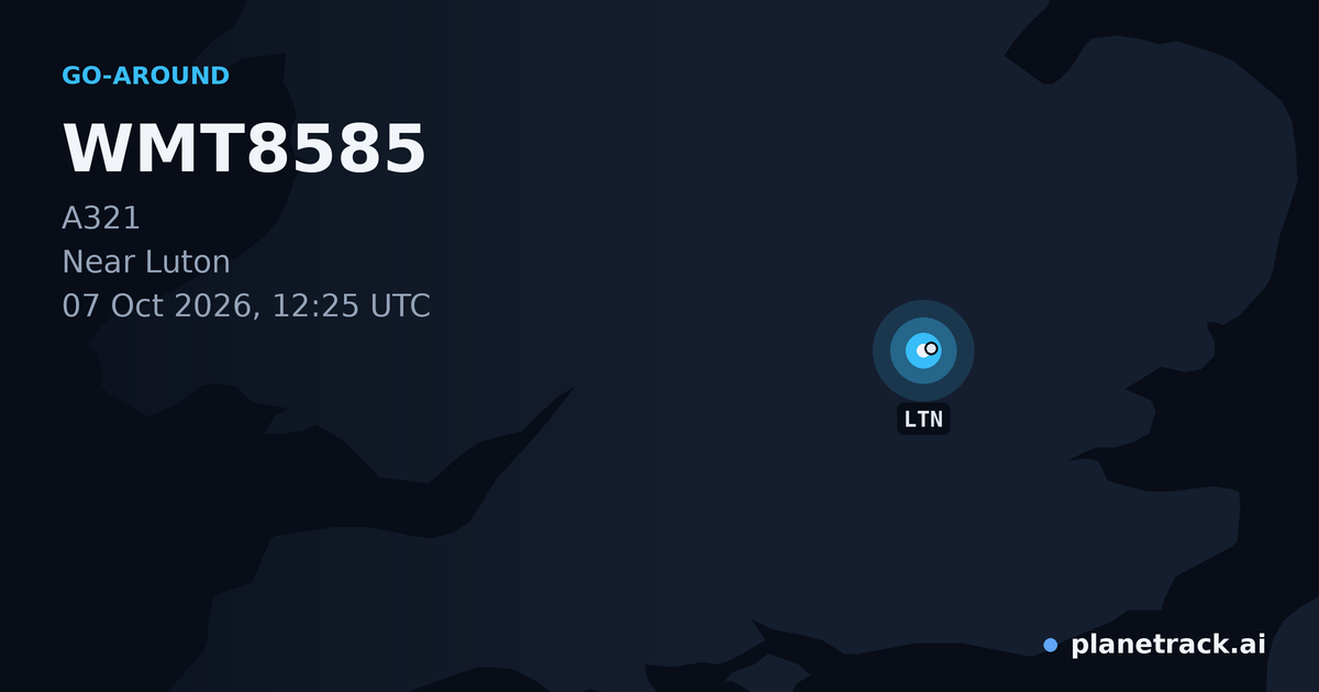 Map of where WMT8585's go-around happened