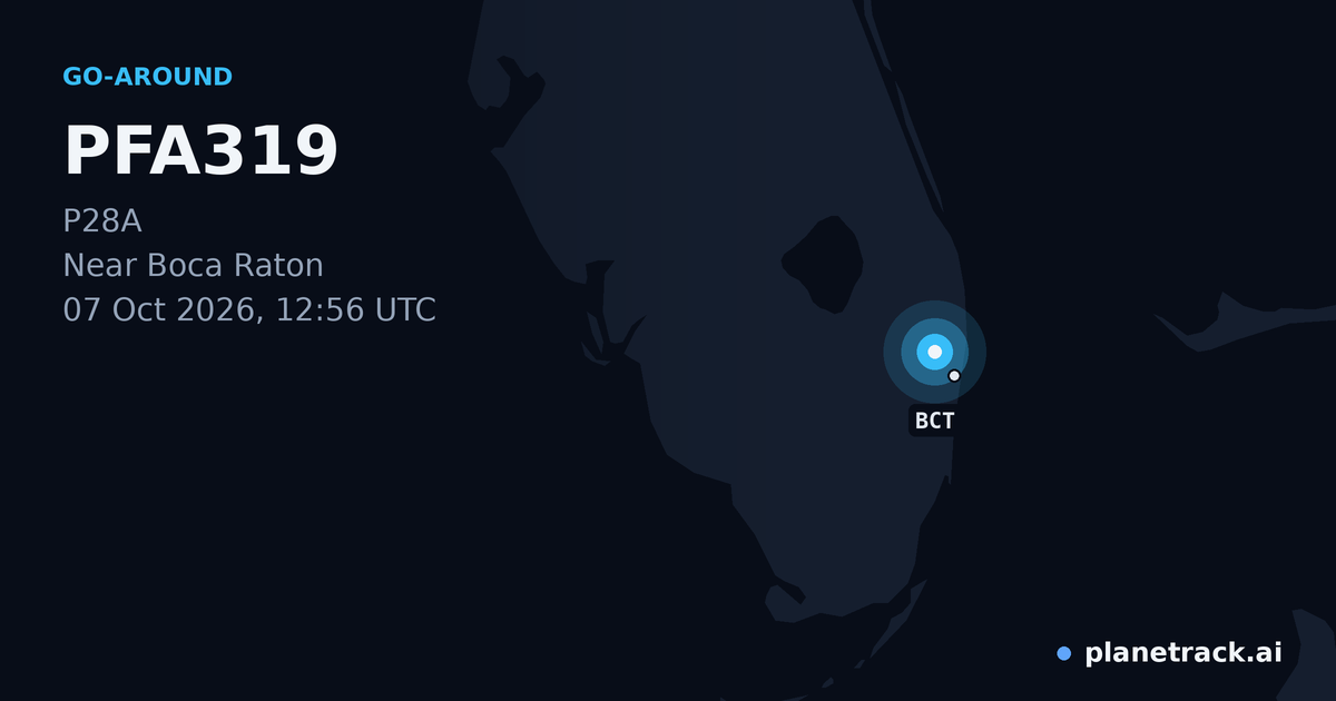 Map of where PFA319's go-around happened